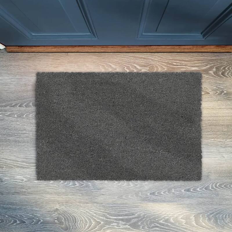 Front Door Mat Coir Coco Fibers Rug 24x13 Inch Grey - 13 W x 24 L x 5/8 H