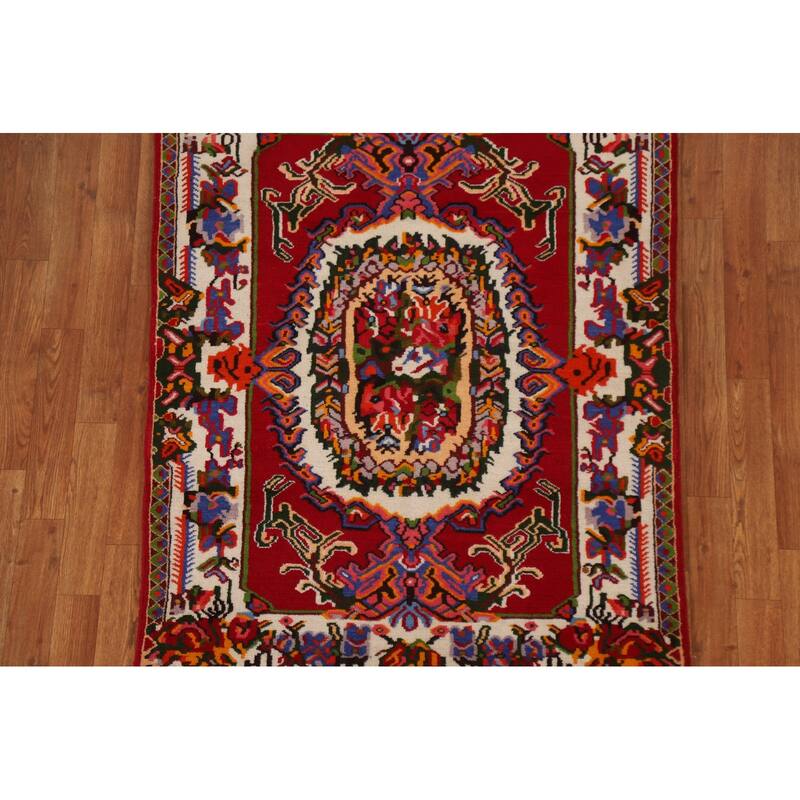 Hand Knotted Oriental 100% Wool Carpet Traditional Floral Red Bakhtiari Area Rug - 4' 6'' X 3' 5''