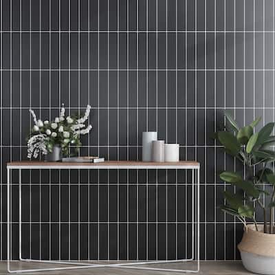 Apollo tile 3" x 12" Colorway Matte Black Glass Tile (5 sq ft/case) - 20 Pack