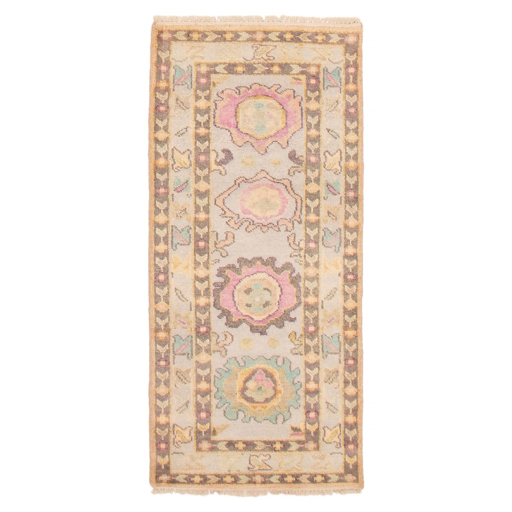 ECARPETGALLERY Hand-knotted Modern Oushak Light Grey Wool Rug - 2'7 x 5'11