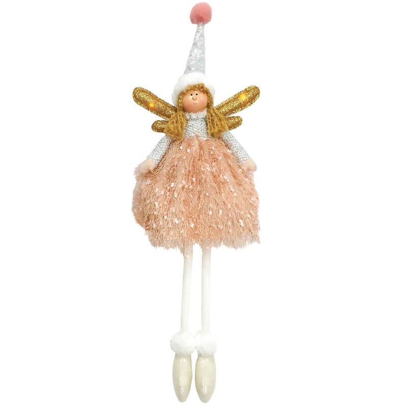 18 inch Seated Pink Whimsy Angel - white