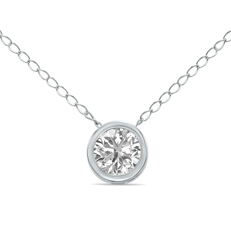 Marquee 1/4 Carat Lab Grown Diamond Bezel Pendant in 14K White Gold