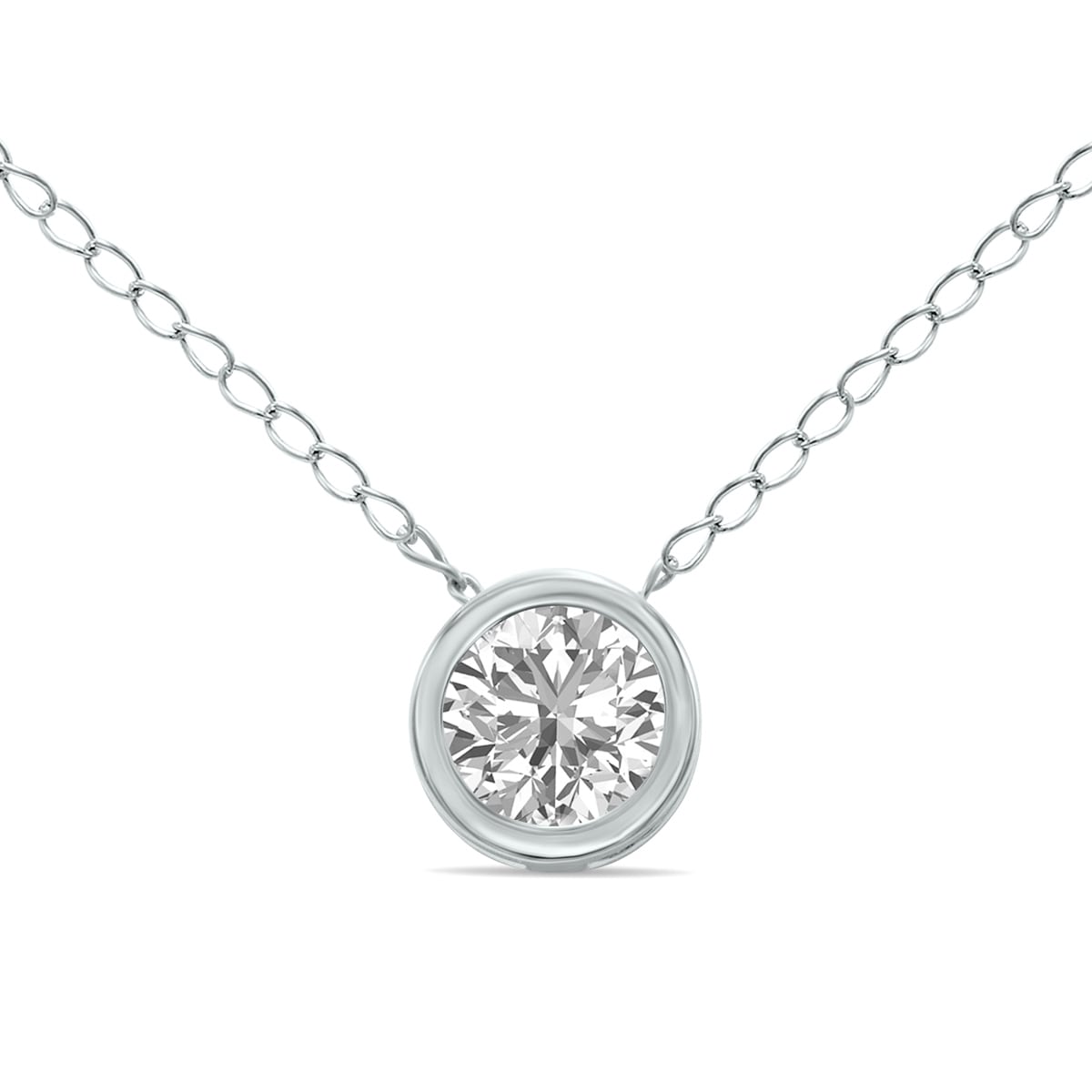 Marquee 1/4 Carat Lab Grown Diamond Bezel Pendant in 14K White Gold