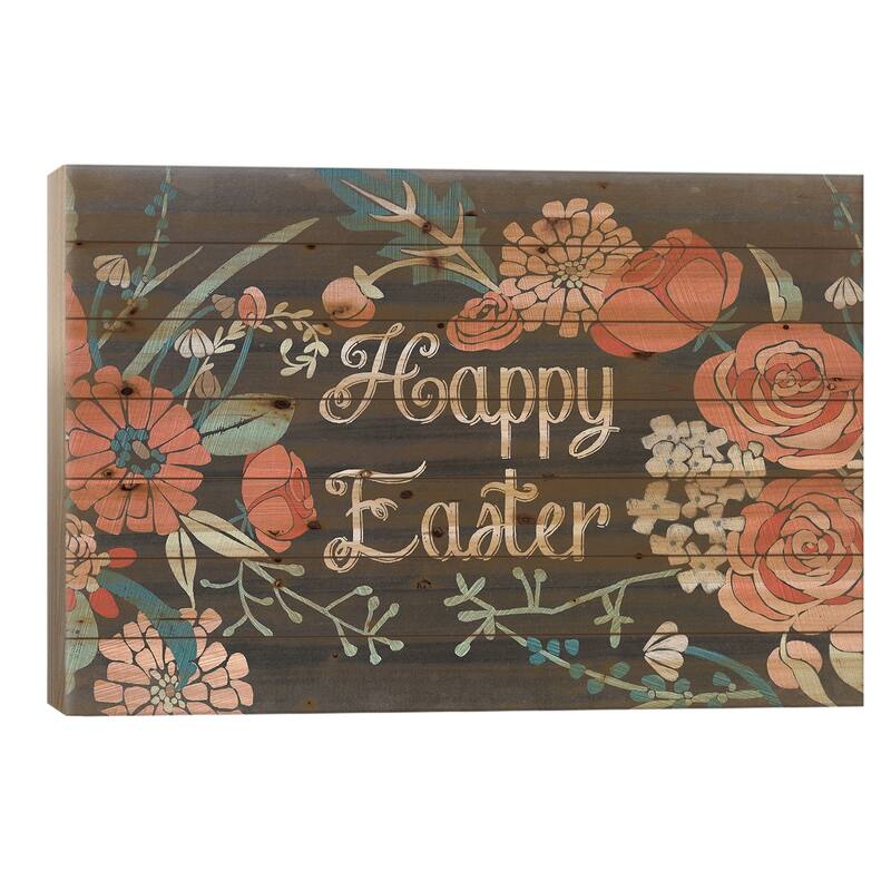 Chalkboard Easter Collection A Print On Wood by Vision Studio - Multi-Color - 18x26x1.5