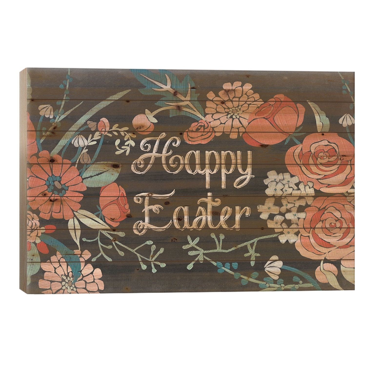 Chalkboard Easter Collection A Print On Wood by Vision Studio - Multi-Color