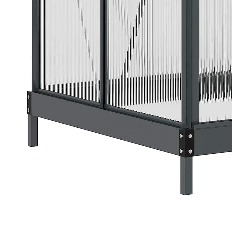 Outsunny 6' x 4' x 7' Twin Wall Polycarbonate Walk-In Greenhouse for Outdoors - 6' x 4' x 6.5'