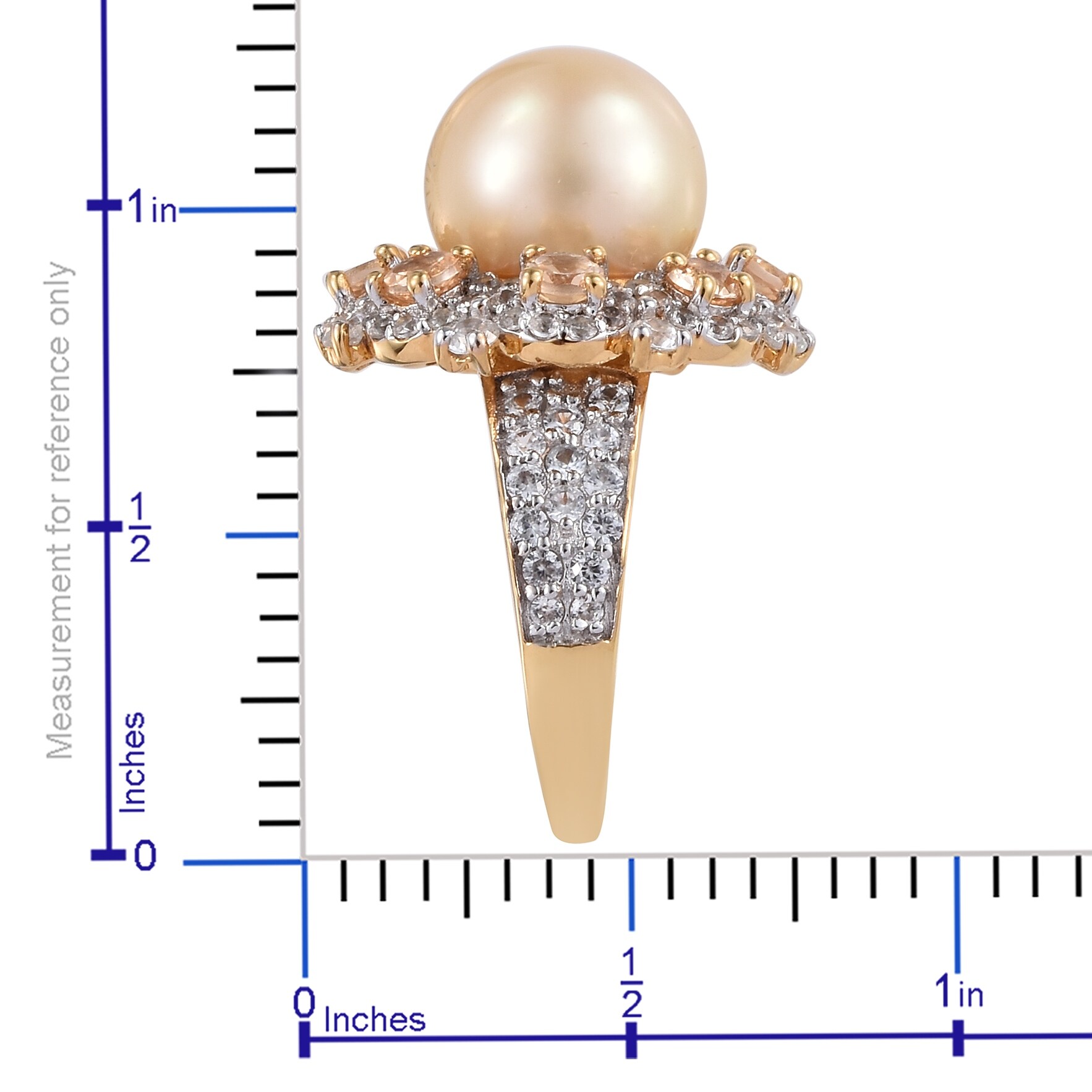 South Sea Golden Cultured Pearl Ring Silver Size 5 Ct 2 41 Ring 5