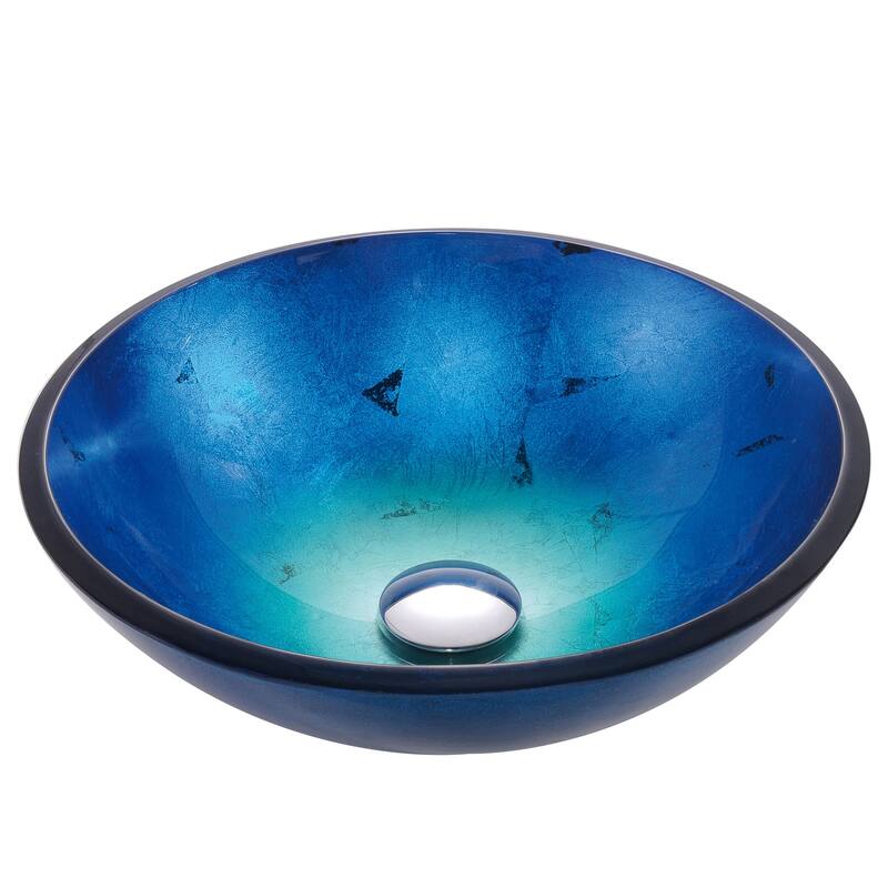 Kraus 16-1/2" Irruption Blue Glass Vessel Bathroom Sink - Includes