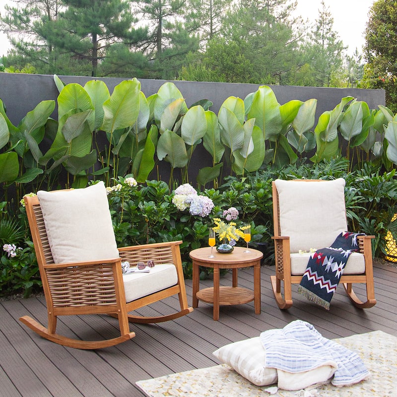 Cambridge Casual Camden 3-Piece Teak Outdoor Rocking Chair Set