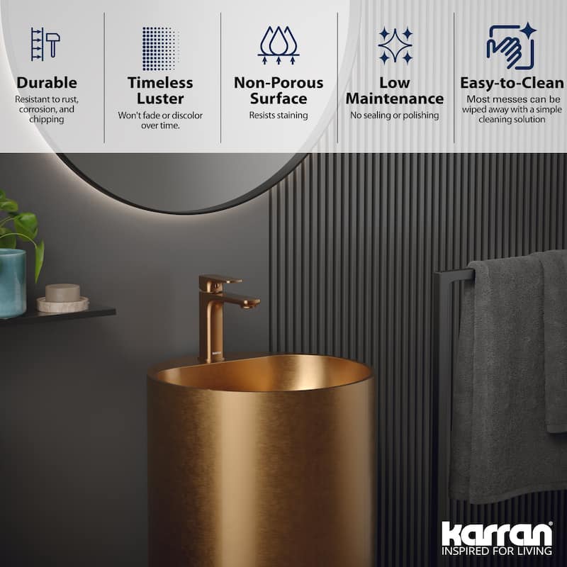 Karran USA CCP400 Cinox 16-1/2" Circular Stainless Steel Pedestal