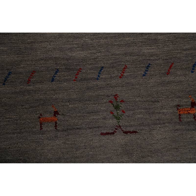 Animals Gabbeh Oriental Area Rug Handmade Wool Carpet - 5'7" x 7'11"