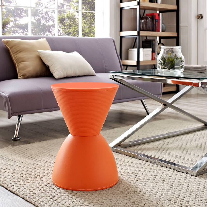 Modway Haste Contemporary/Modern Hourglass Accent Stool in Orange