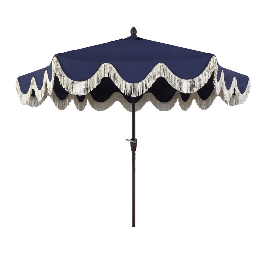 9ft Tassel Patio Umbrella Auto-Tilt, Crank , by JONATHAN Y