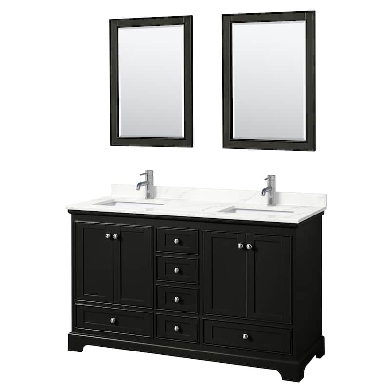 Deborah 60-inch Double Vanity, Quartz Top, 24-inch Mirrors
