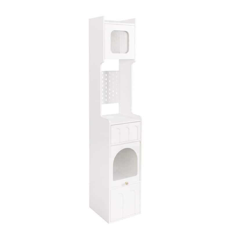 White Sideboard Storage Cabinet - Stylish & Multi-Functional with Glass Doors