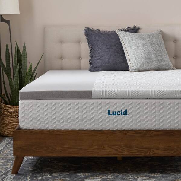 Lucid Comfort Collection Bamboo Charcoal and Gel Memory Foam Covered Mattress Topper 2,3,4 inch - N/A
