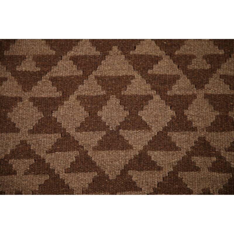 Geometric Kilim Oriental Area Rug Flat-weave Wool Carpet - 3'2" x 4'10"