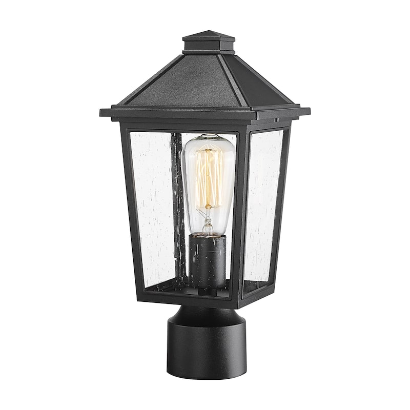 16.5 Modern Outdoor Pole Light for House Patio Yard, Black Finish - 8.3'' x 8.3'' x 16.5'' - Black