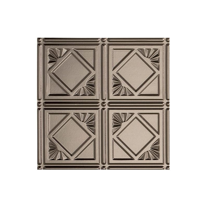FASÄDE Traditional Style 4 Decorative Vinyl 2ft x 4ft Glue Up Ceiling Panel in Brushed Nickel (5 Pack) - 12in x 12in Sample - Brushed Nickel