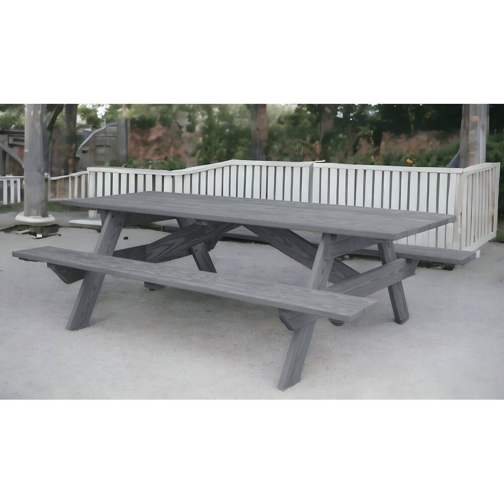 HomeRoots 94" Gray Solid Wood Outdoor Picnic Table