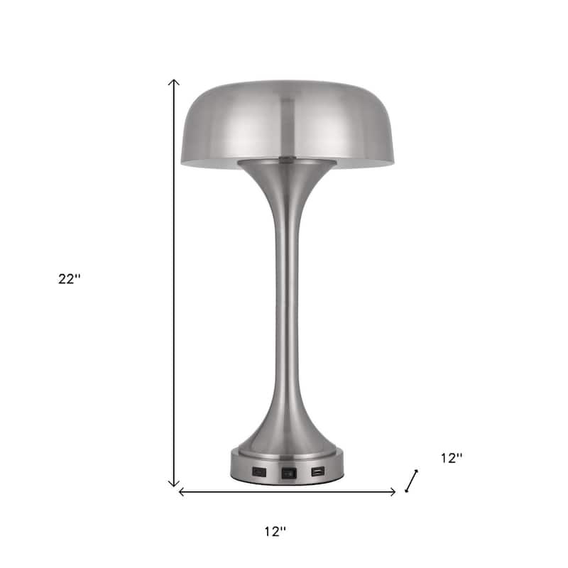 22" 22" Modern Steel Table Lamp with USB Port Dome Shade and E26 Socket for Bedroom or Office Use - 22" H x 12" W x 12" D