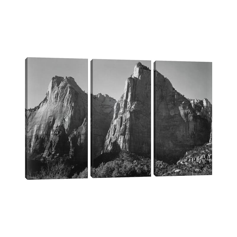 iCanvas "Court of the Patriarchs, Zion National Park" by Ansel Adams 3-Piece Canvas Wall Art Set