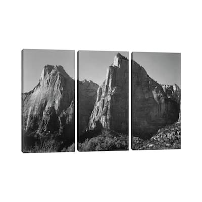 iCanvas "Court of the Patriarchs, Zion National Park" by Ansel Adams 3-Piece Canvas Wall Art Set