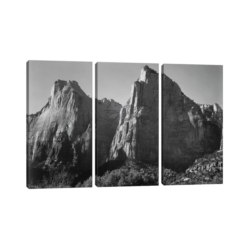 iCanvas "Court of the Patriarchs, Zion National Park" by Ansel Adams 3-Piece Canvas Wall Art Set