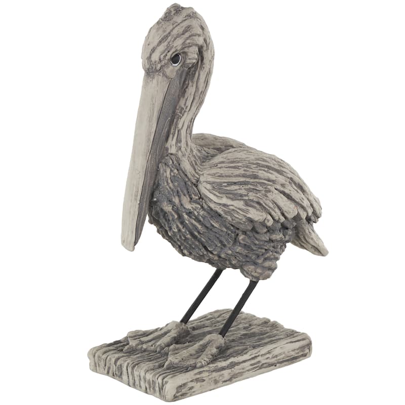 Polystone Pelican Textured Sculpture - Gray - Roche River Decor - 10"W x 5"L x 13"H