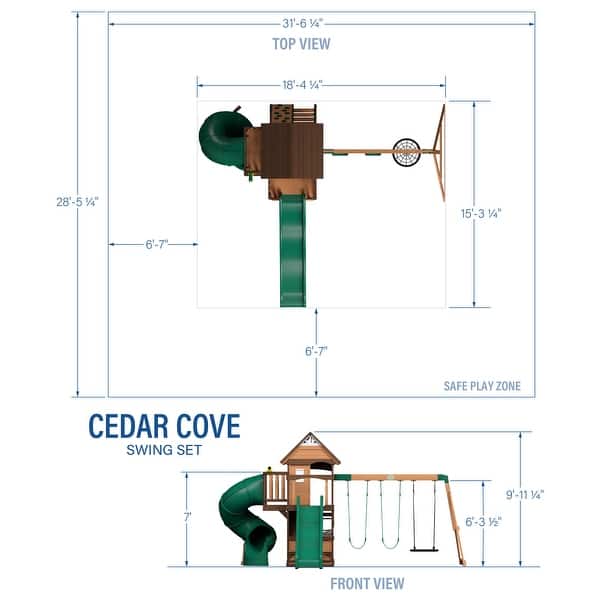 Backyard Discovery Cedar Cove Cedar Wood Swing Set, Slides, Clubhouse - 18'4" x 15'3"