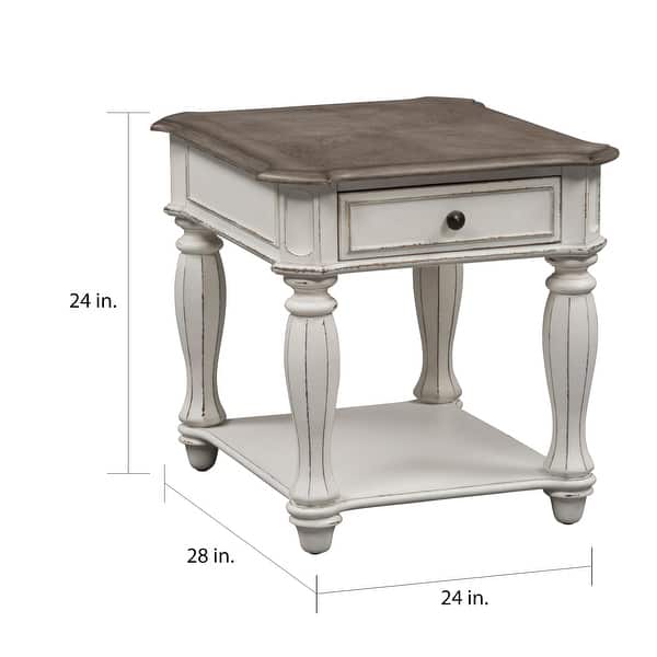 dimension image slide 0 of 2, Magnolia Manor Antique White Weathered Bark 3-piece Cocktail Table Set