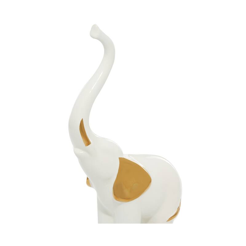 Gold Porcelain Ceramic Elephant Decorative Sculpture (Set of 2)