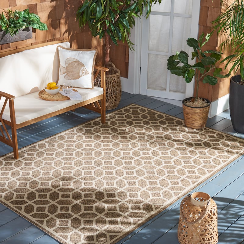 SAFAVIEH Beach House Annemari Indoor/ Outdoor Waterproof Patio Backyard Rug - 2'2" x 4' - Beige/Cream