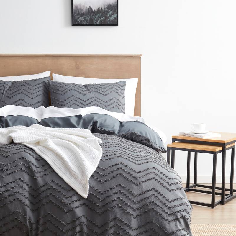 Nestl Boho Tufted Embroidery Double Brushed Duvet Cover with Button Closure