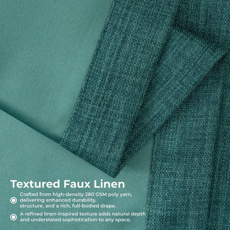 Exclusive Fabrics Textured Faux Linen Curtains Rod Pocket Single Panel ...