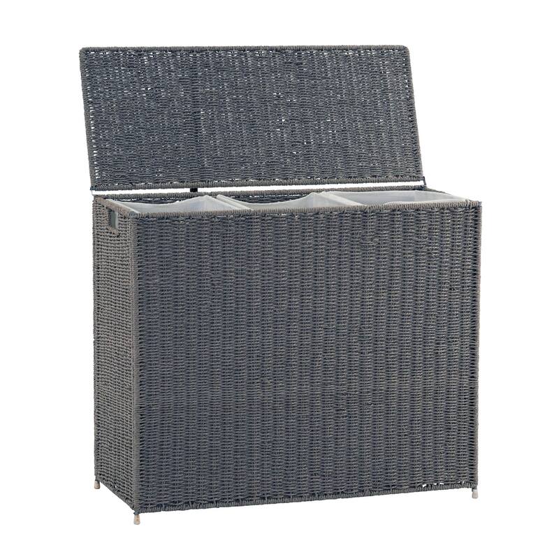 Household Essentials Paper Rope 3-Bag Hamper Sorter, Grey