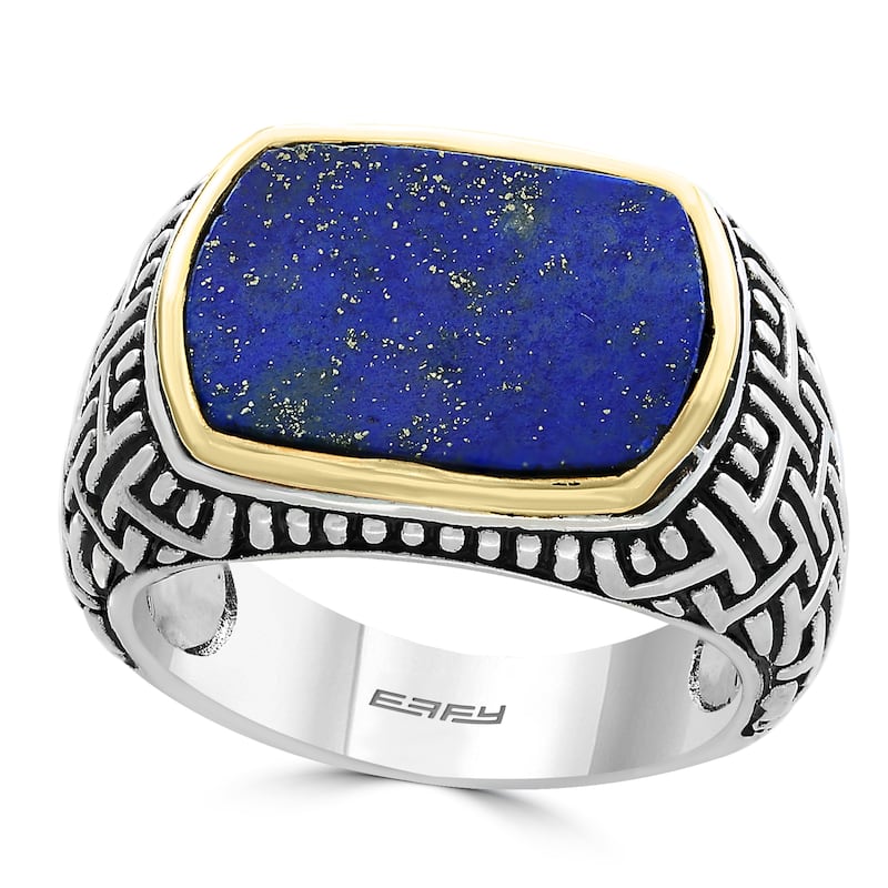 Effy Men's 925 Sterling Silver/18K Yellow Gold ,Lapis Lazuli Ring
