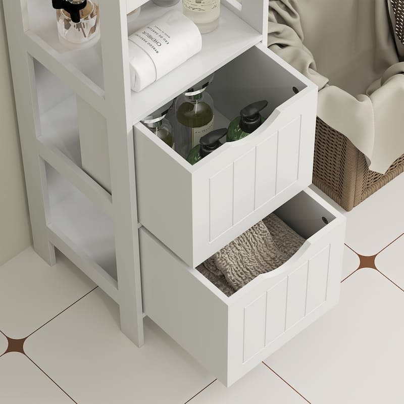 55.6" Tall Bathroom Narrow Floor Storage Cabinet