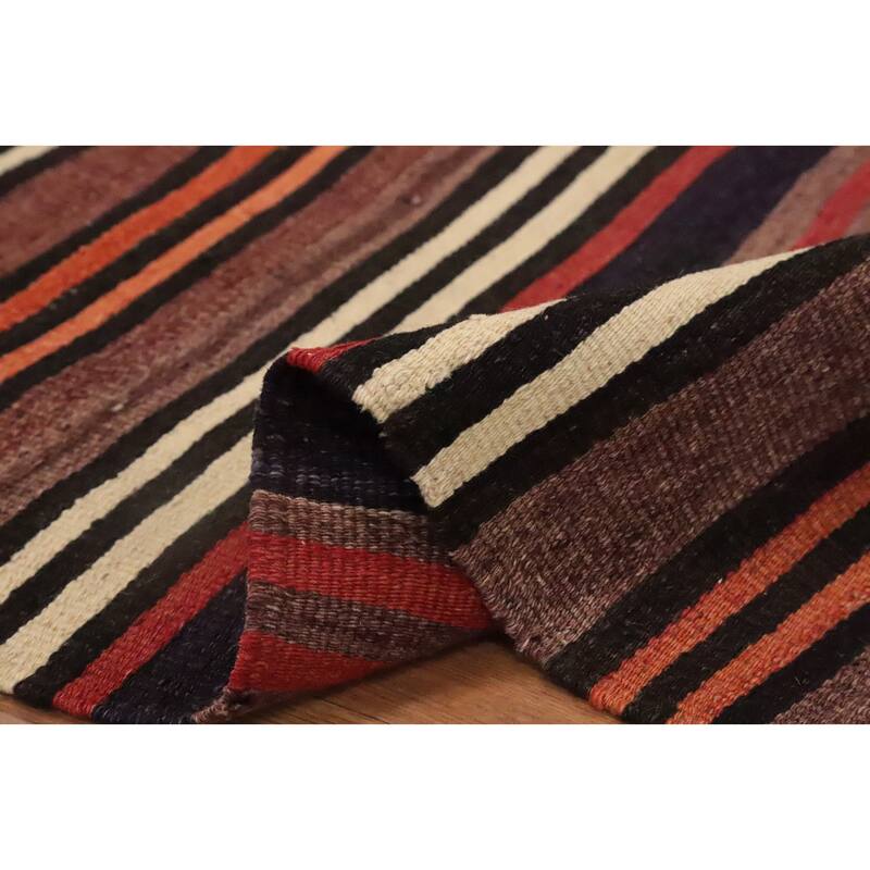 Hand Woven Oriental 100% Wool Carpet Southwestern Geometric Multi-Colored Kilim Area Rug - 10' 5'' X 5' 2''