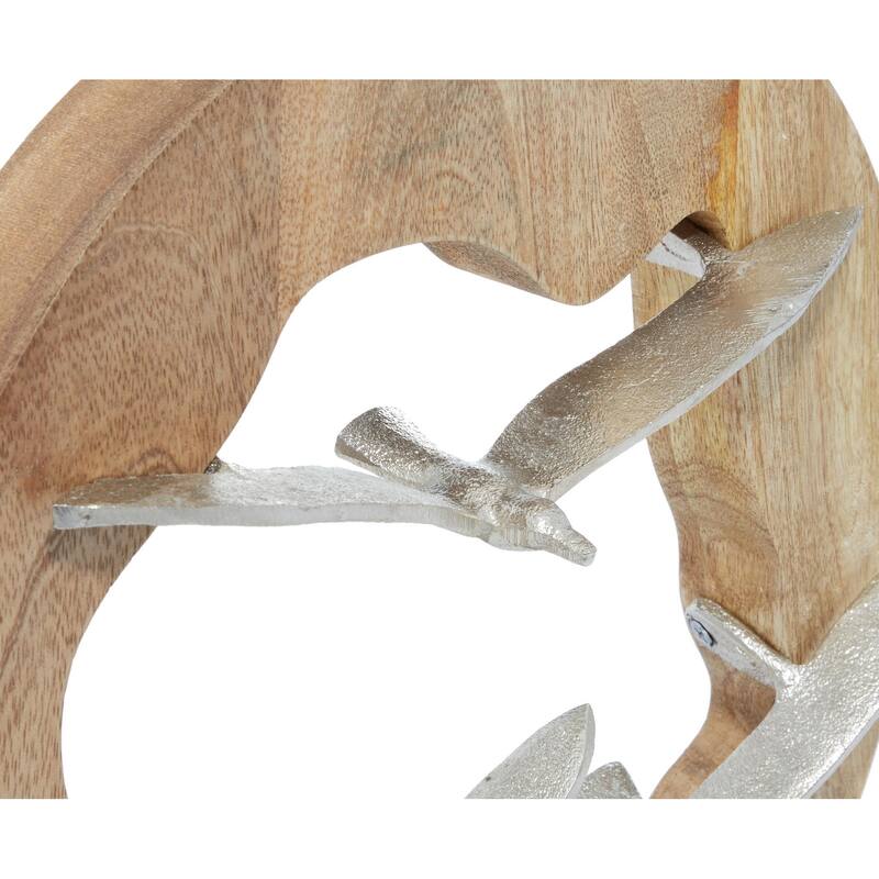 Aluminum Metal Bird Decorative Sculpture - Brown - Roche River Decor