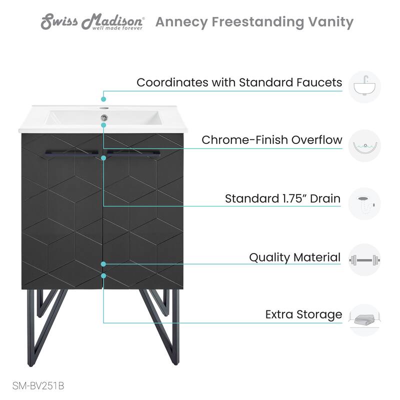 Annecy 24" Bathroom Vanity in Phantom Black