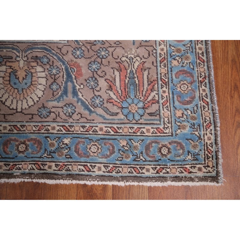 Grey Tabriz Persian Vintage Area Rug Hand-Knotted Wool Carpet - 9'3" x 12'8"