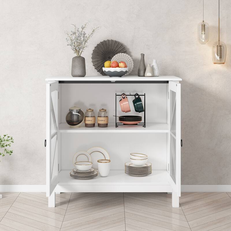 Kitchen cabinet with double glass doors