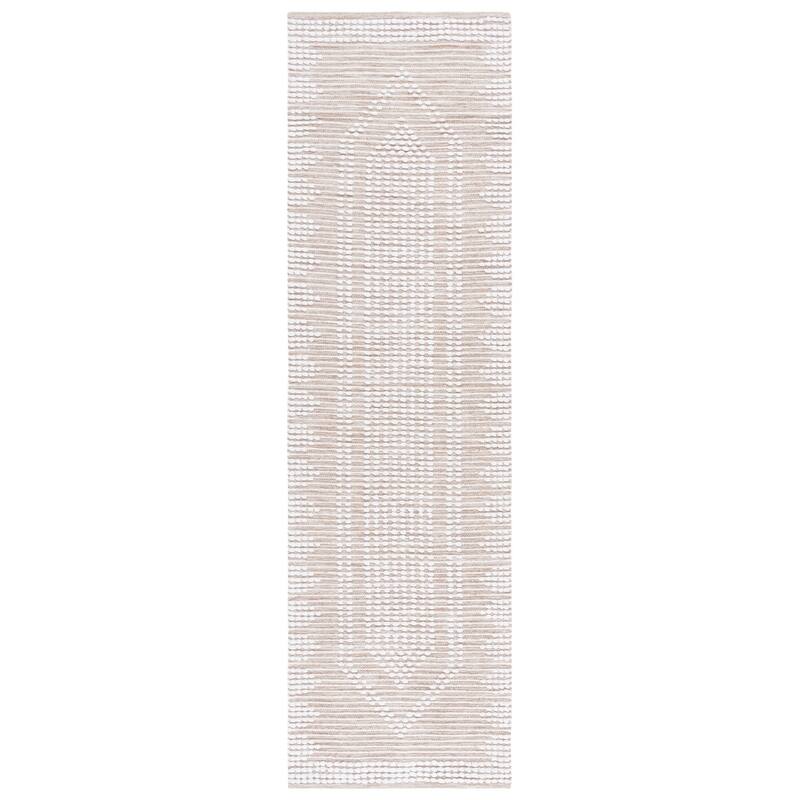 SAFAVIEH Handmade Montauk Bryngerdur Casual Cotton Rug - 2'3" x 8' Runner - Beige/Ivory