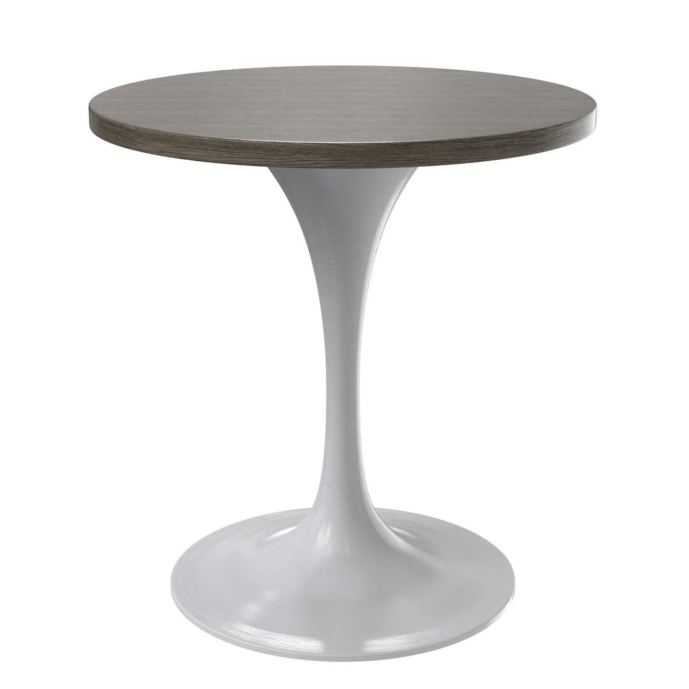 Verve 27" Modern Round Solid MDF Wood Top Dining Table with White Finish Steel Base Furniture for Home Kitchen & Living Room