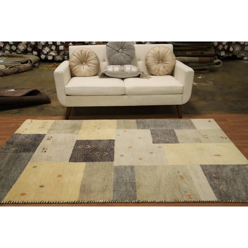 Hand Knotted Oriental 100% Wool Carpet Tribal Modern Multi-Colored Gabbeh Area Rug - 7' 6'' X 4' 11''