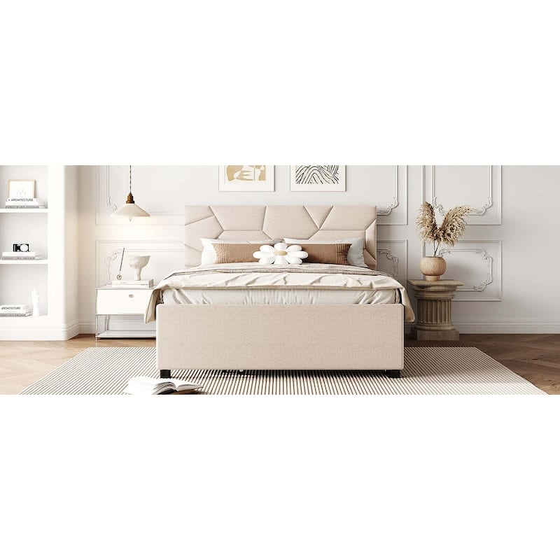 Brick Pattern Platform Bed with Trundle