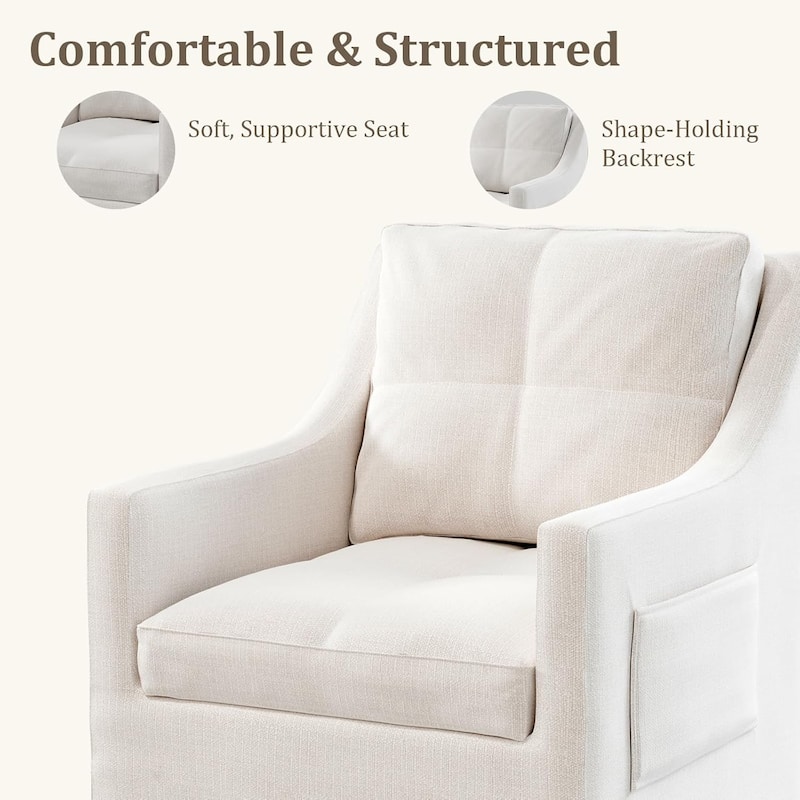 Arm Dining Chairs with Side Pocket and Casters for Dining Room Living Room Office Appartment