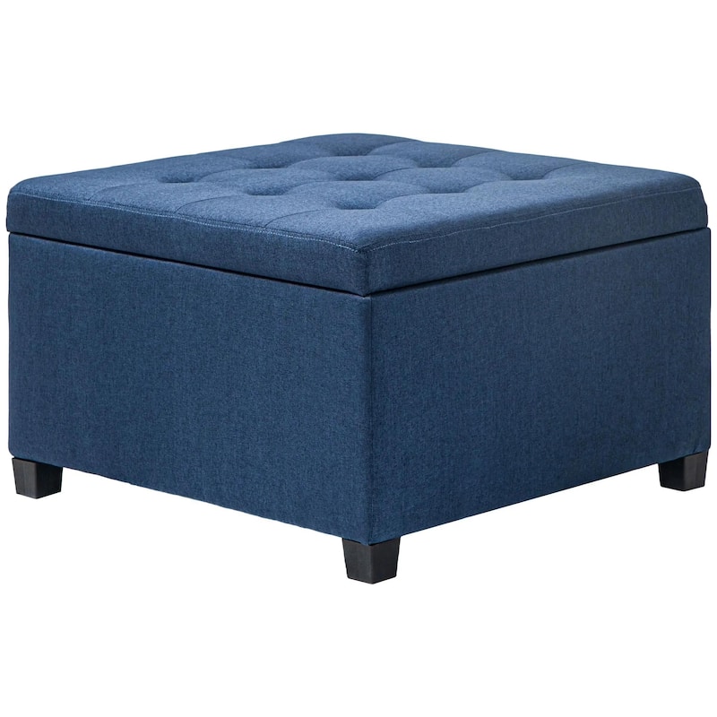 Round Storage Ottoman Bench, Button Tufted Ottoman with Flip Top