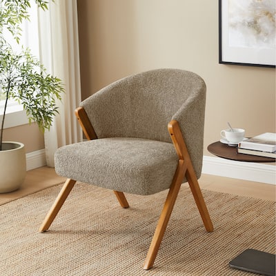 VANOMi 29.33'' Wide Upholstered Armchair, Dining Chair with Solid Rubberwood Legs